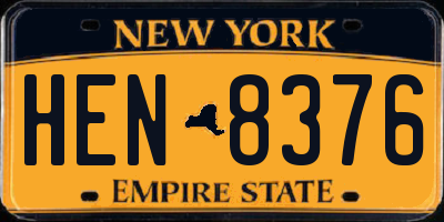 NY license plate HEN8376