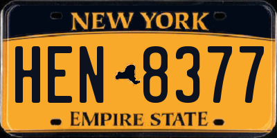 NY license plate HEN8377