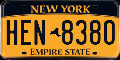NY license plate HEN8380