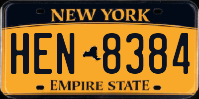 NY license plate HEN8384