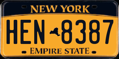 NY license plate HEN8387