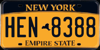 NY license plate HEN8388