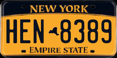 NY license plate HEN8389