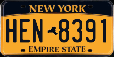 NY license plate HEN8391
