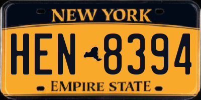 NY license plate HEN8394