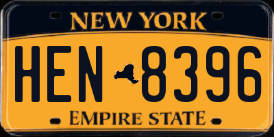NY license plate HEN8396