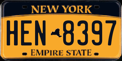 NY license plate HEN8397