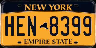 NY license plate HEN8399