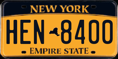 NY license plate HEN8400