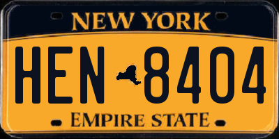 NY license plate HEN8404