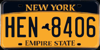 NY license plate HEN8406