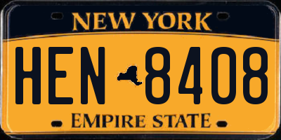 NY license plate HEN8408