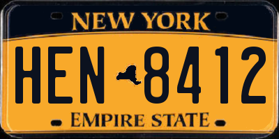 NY license plate HEN8412