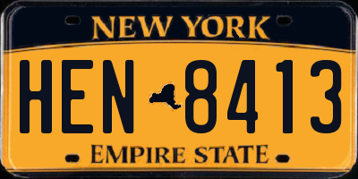 NY license plate HEN8413