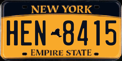 NY license plate HEN8415