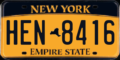 NY license plate HEN8416