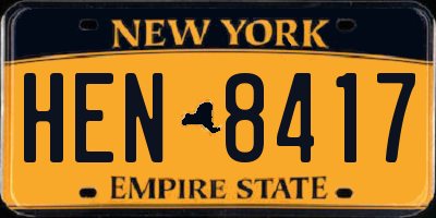 NY license plate HEN8417