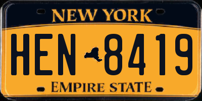 NY license plate HEN8419