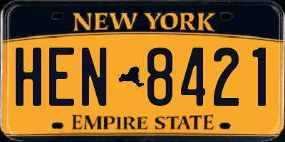 NY license plate HEN8421