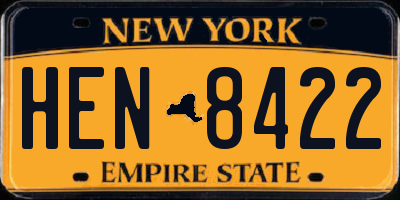 NY license plate HEN8422