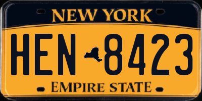 NY license plate HEN8423