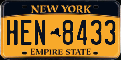 NY license plate HEN8433