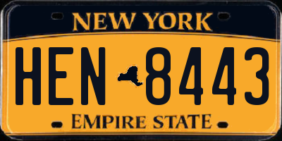 NY license plate HEN8443