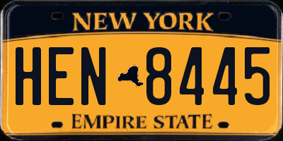 NY license plate HEN8445