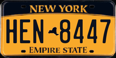 NY license plate HEN8447