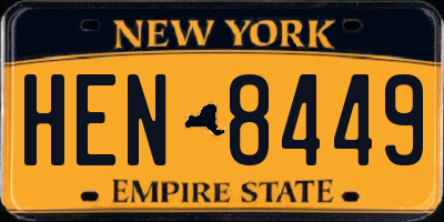 NY license plate HEN8449