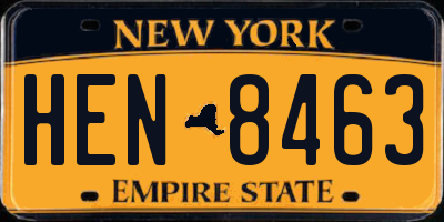NY license plate HEN8463