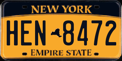 NY license plate HEN8472