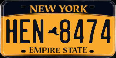 NY license plate HEN8474