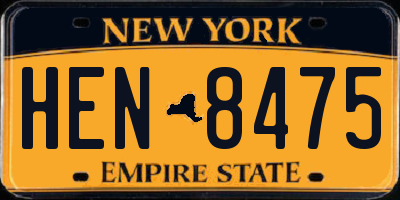 NY license plate HEN8475