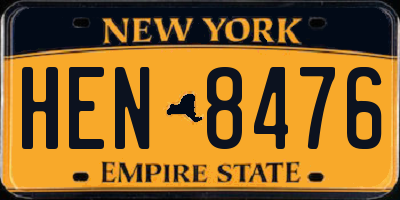 NY license plate HEN8476