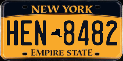 NY license plate HEN8482