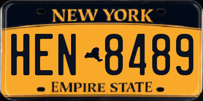 NY license plate HEN8489