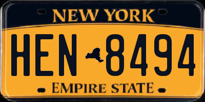 NY license plate HEN8494