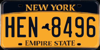 NY license plate HEN8496