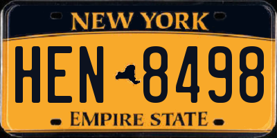NY license plate HEN8498