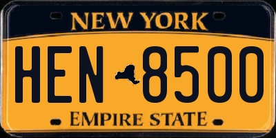 NY license plate HEN8500