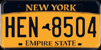 NY license plate HEN8504