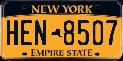 NY license plate HEN8507