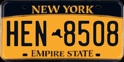 NY license plate HEN8508