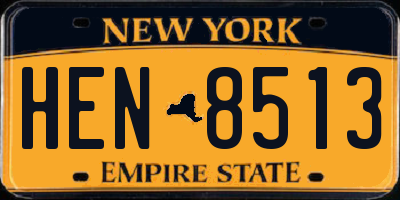 NY license plate HEN8513