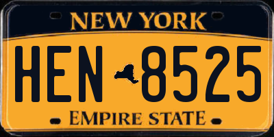 NY license plate HEN8525
