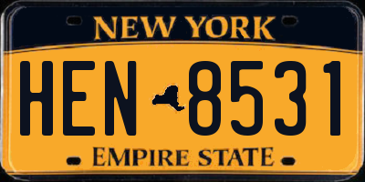 NY license plate HEN8531