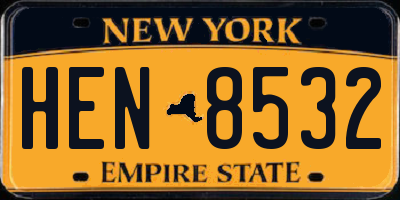 NY license plate HEN8532