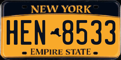 NY license plate HEN8533