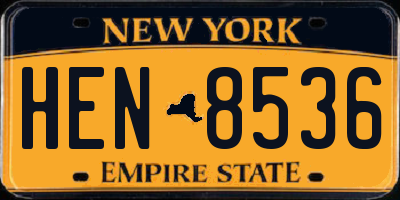 NY license plate HEN8536